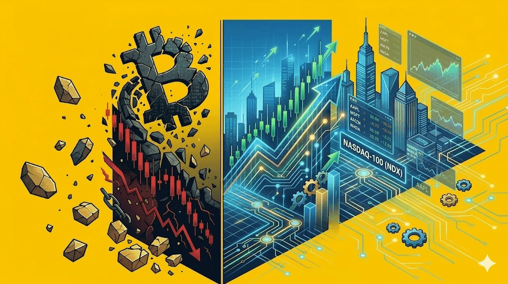 Tại sao Bitcoin giảm 15% trong khi Nasdaq đạt mức cao kỷ lục?