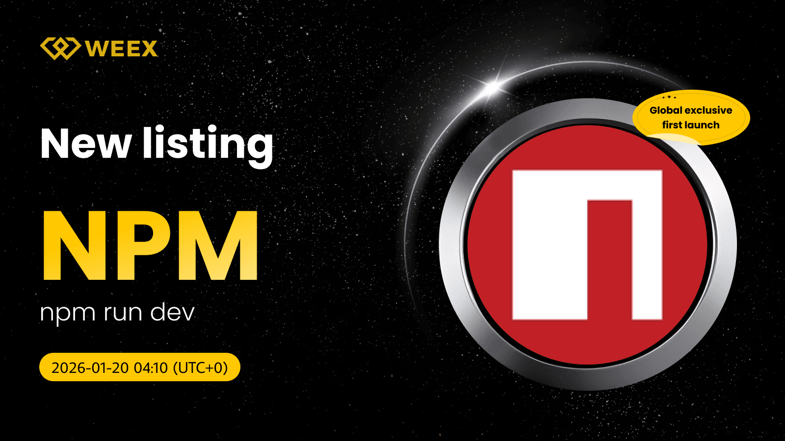 Par NPM USDT: token npm run dev (NPM) listado na WEEX