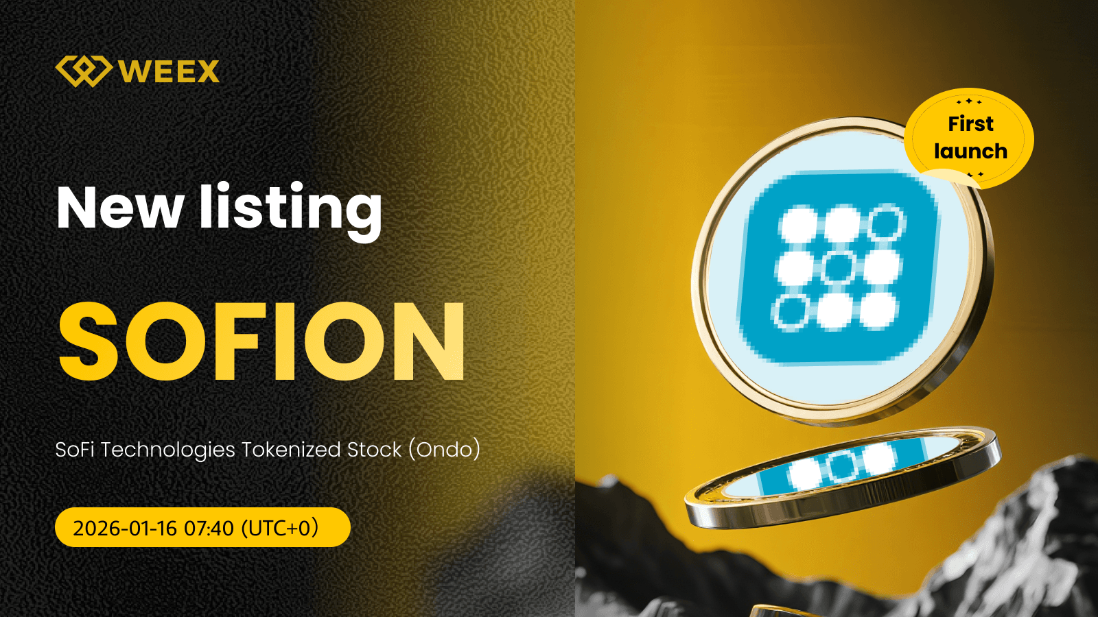 Ações tokenizadas da SoFi Technologies (Ondo) (SOFION) já disponíveis no Spot da WEEX