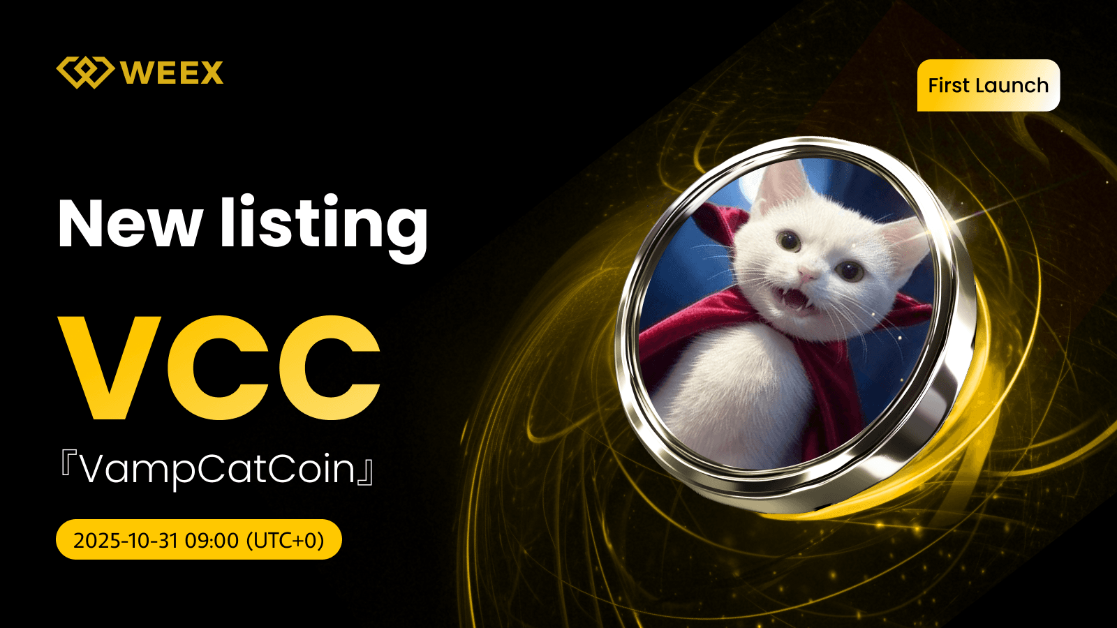 VCC/USDT 现货交易现已在 WEEX 上线,支持 VampCatCoin (VCC) 代币