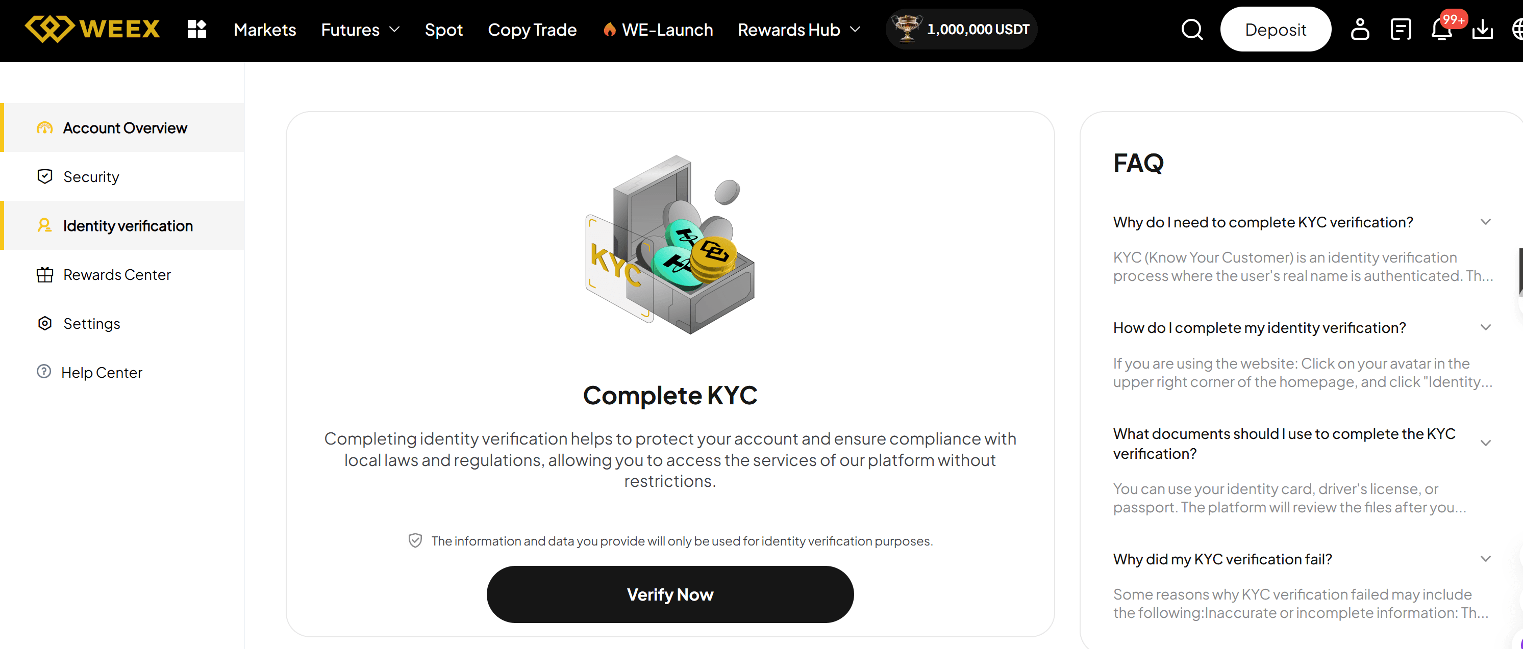 A WEEX Exchange exige KYC?