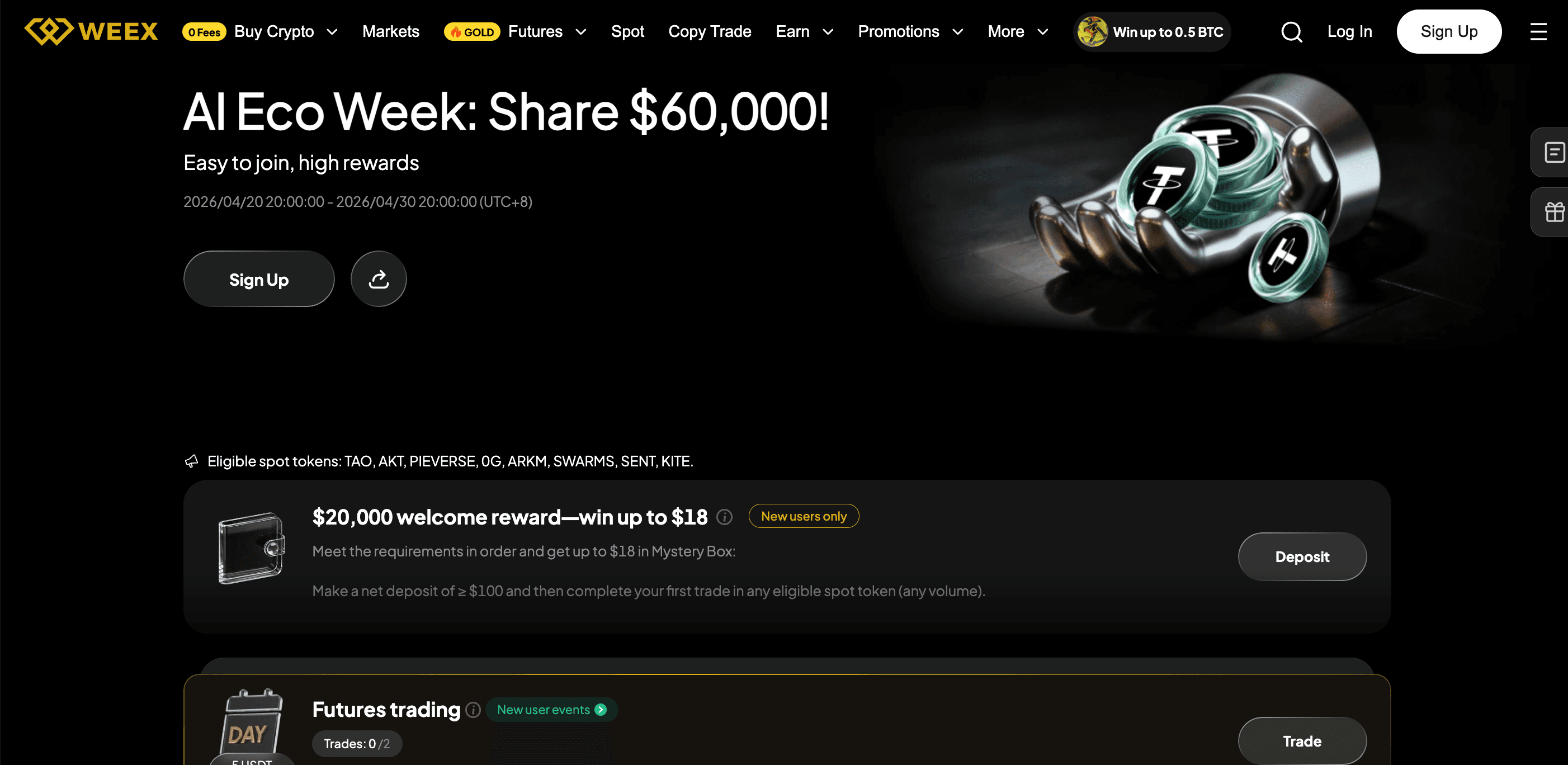 WEEX AI Eco Week 2026: Compartilhe $60.000